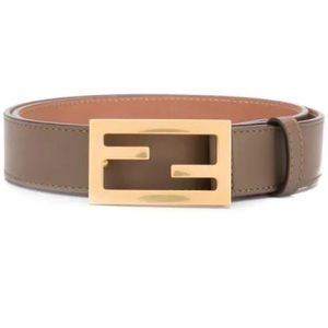 FENDI Leather Baguette Ff Buckle Belt